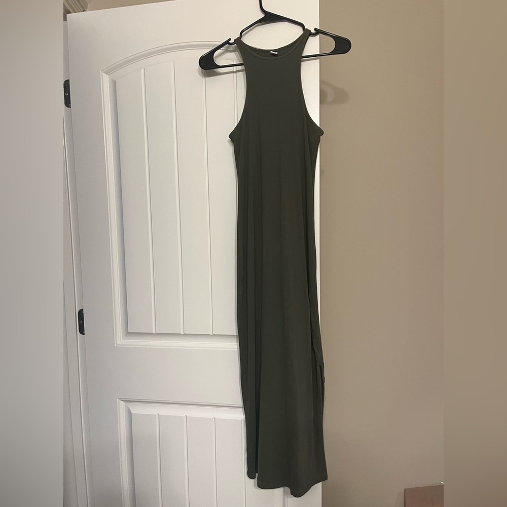 Old Navy Green Ribbed Halter Maxi Dress